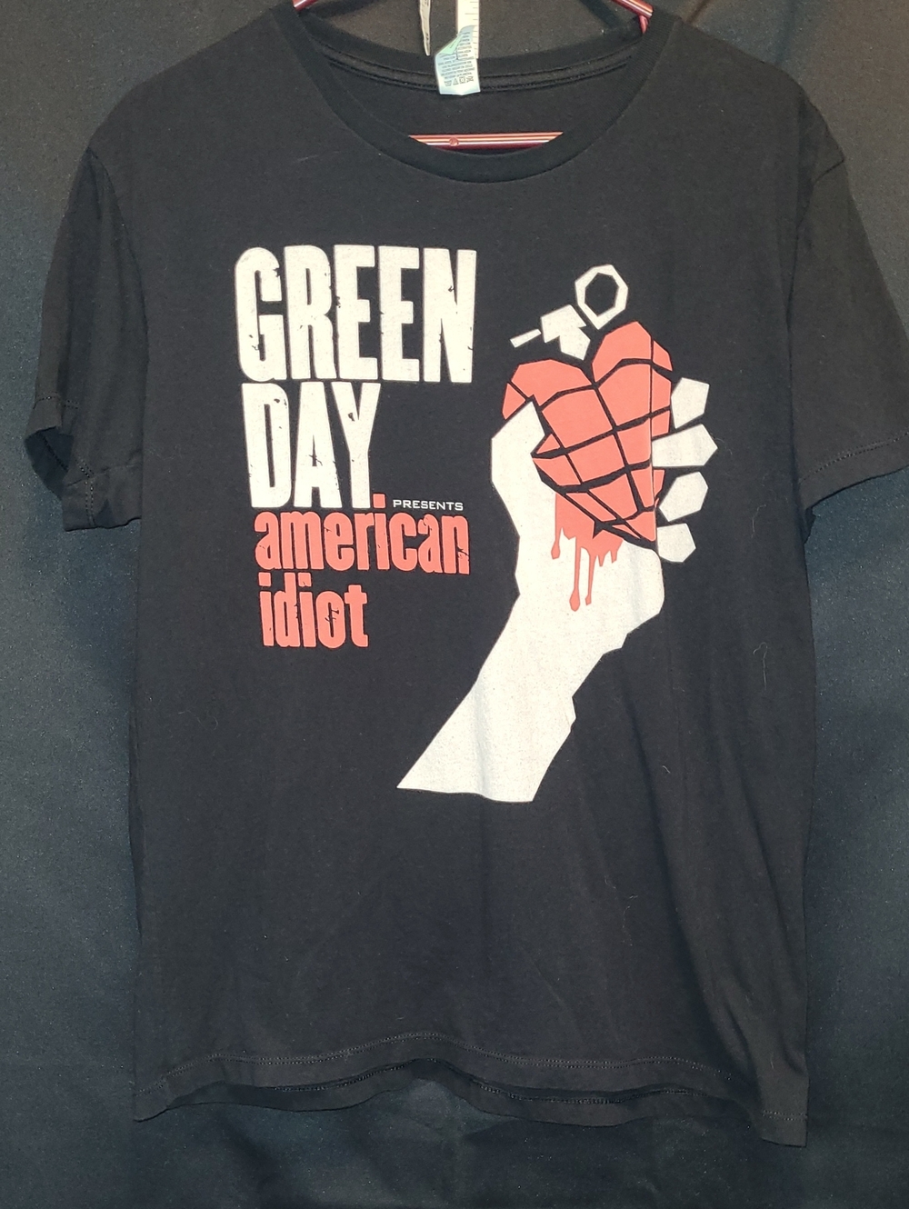 American Idiot Graphic Tee - Black with Red & White Print SIZE LARGE
